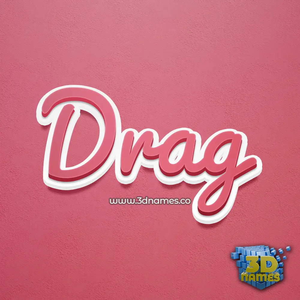 drag in Red Scribble style - 3D name wallpaper