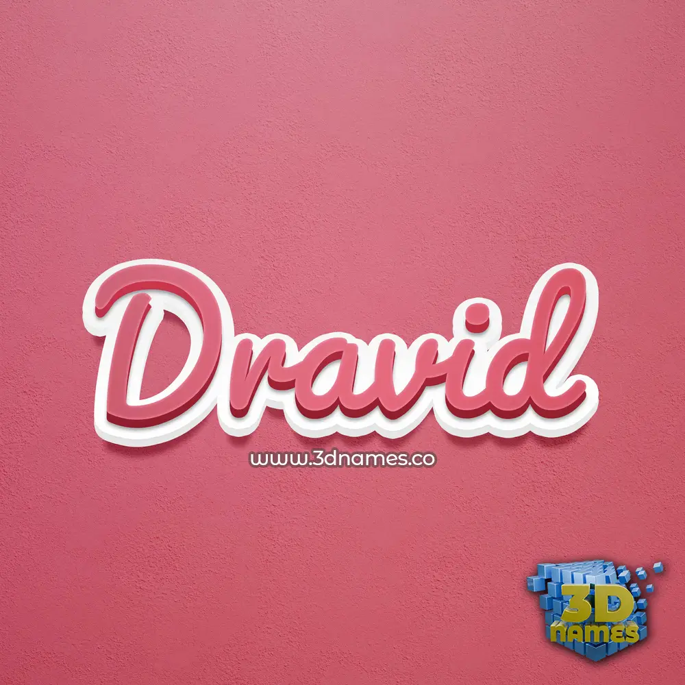 dravid in Red Scribble style - 3D name wallpaper