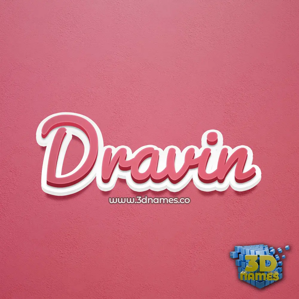 dravin in Red Scribble style - 3D name wallpaper
