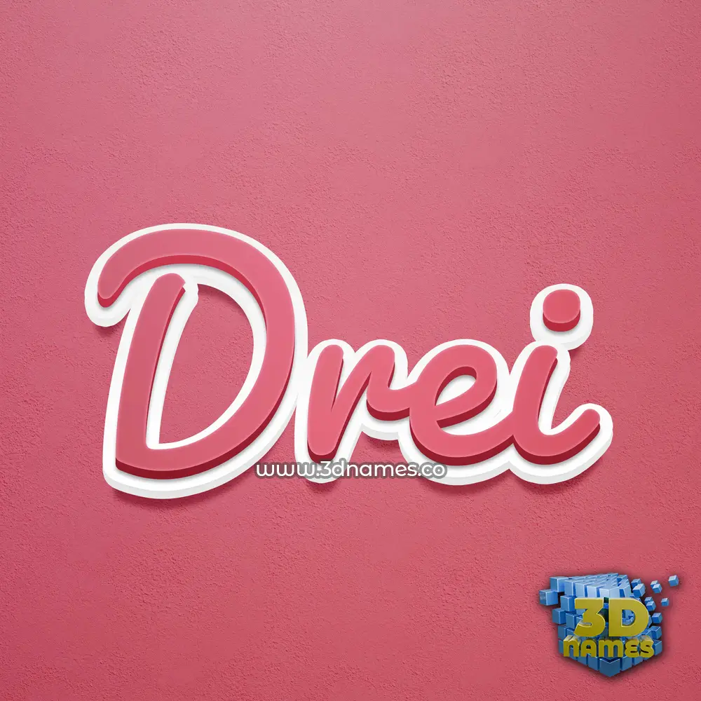 drei in Red Scribble style - 3D name wallpaper