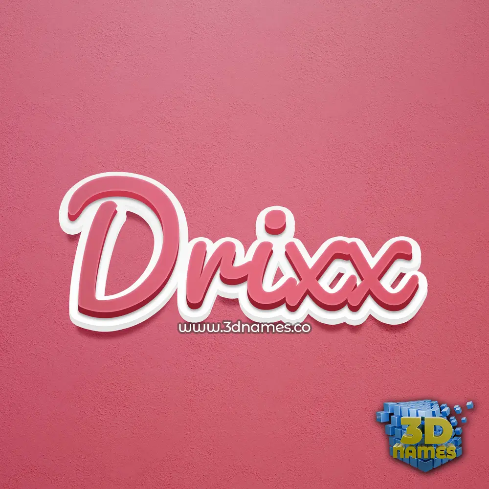 drixx in Red Scribble style - 3D name wallpaper