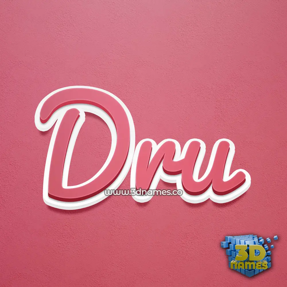 dru in Red Scribble style - 3D name wallpaper
