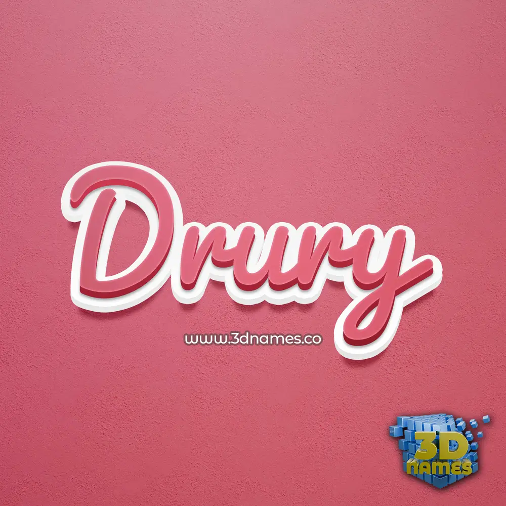 drury in Red Scribble style - 3D name wallpaper