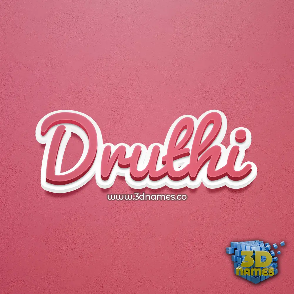 druthi in Red Scribble style - 3D name wallpaper