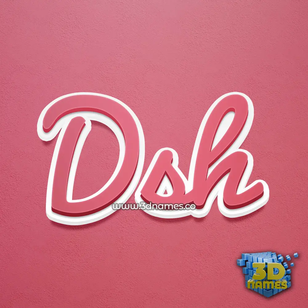 dsh in Red Scribble style - 3D name wallpaper