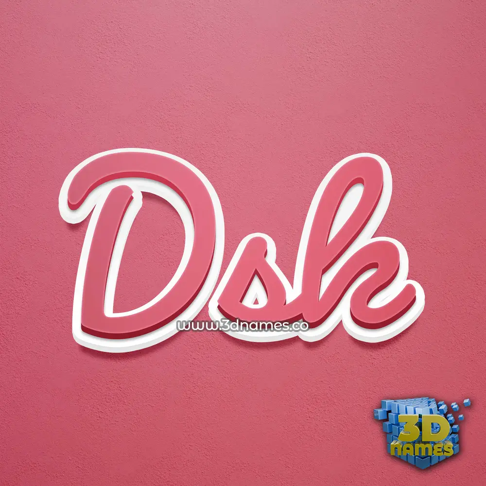 dsk in Red Scribble style - 3D name wallpaper