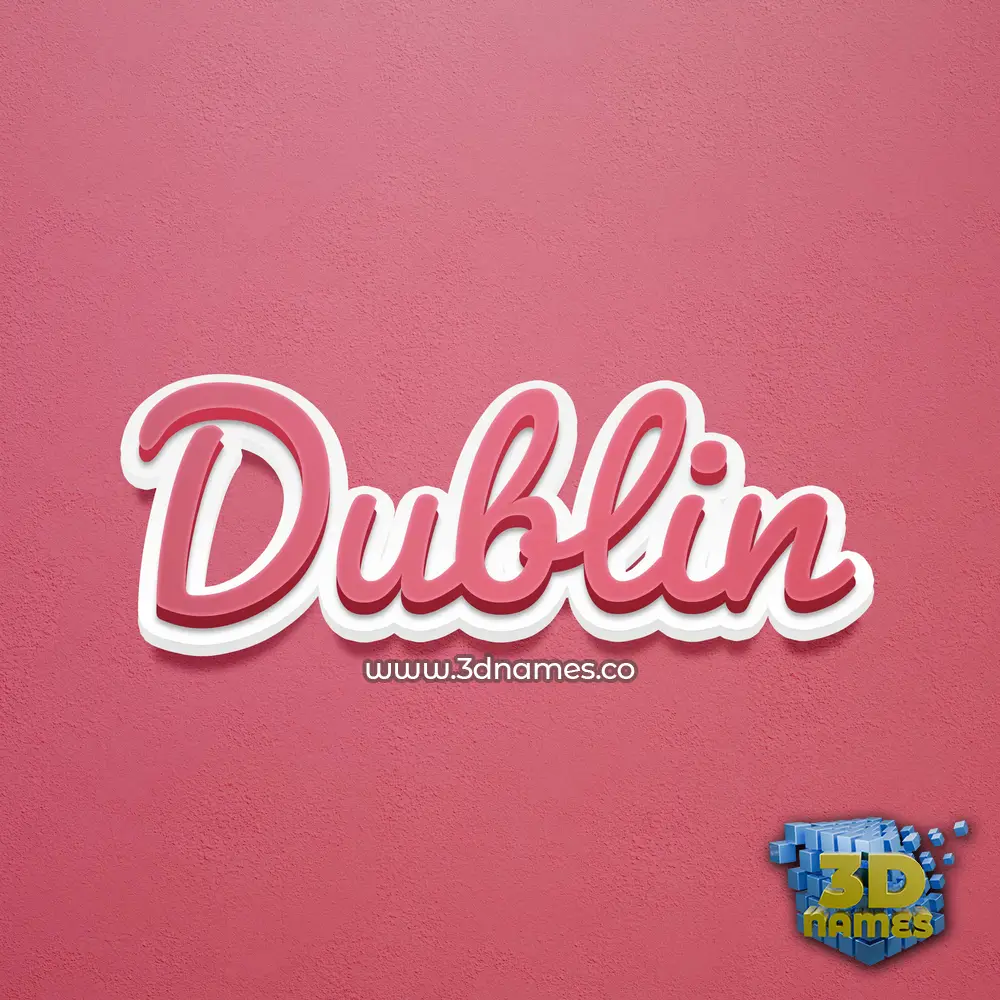 dublin in Red Scribble style - 3D name wallpaper