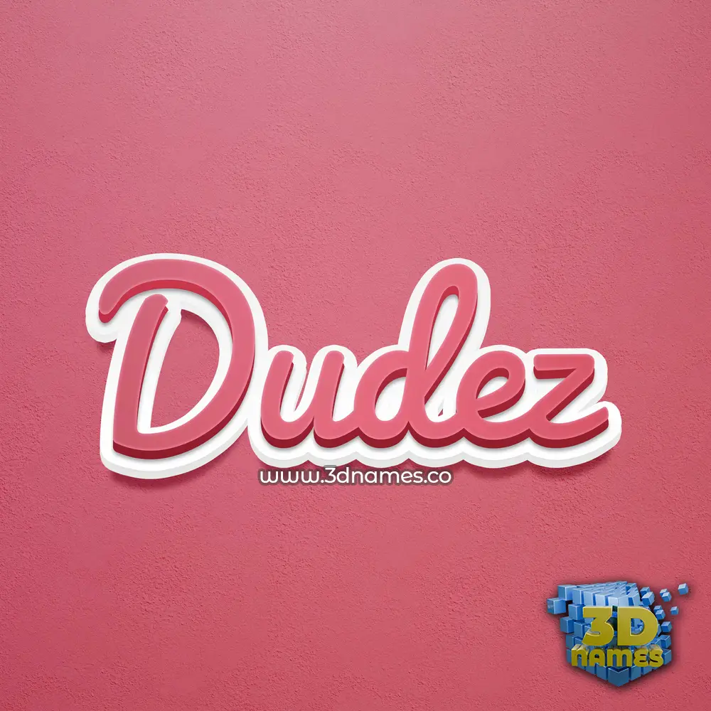 dudez in Red Scribble style - 3D name wallpaper