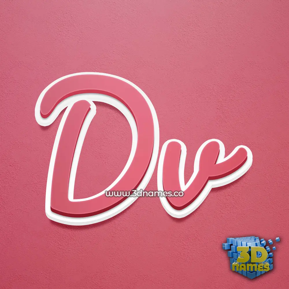 dv in Red Scribble style - 3D name wallpaper