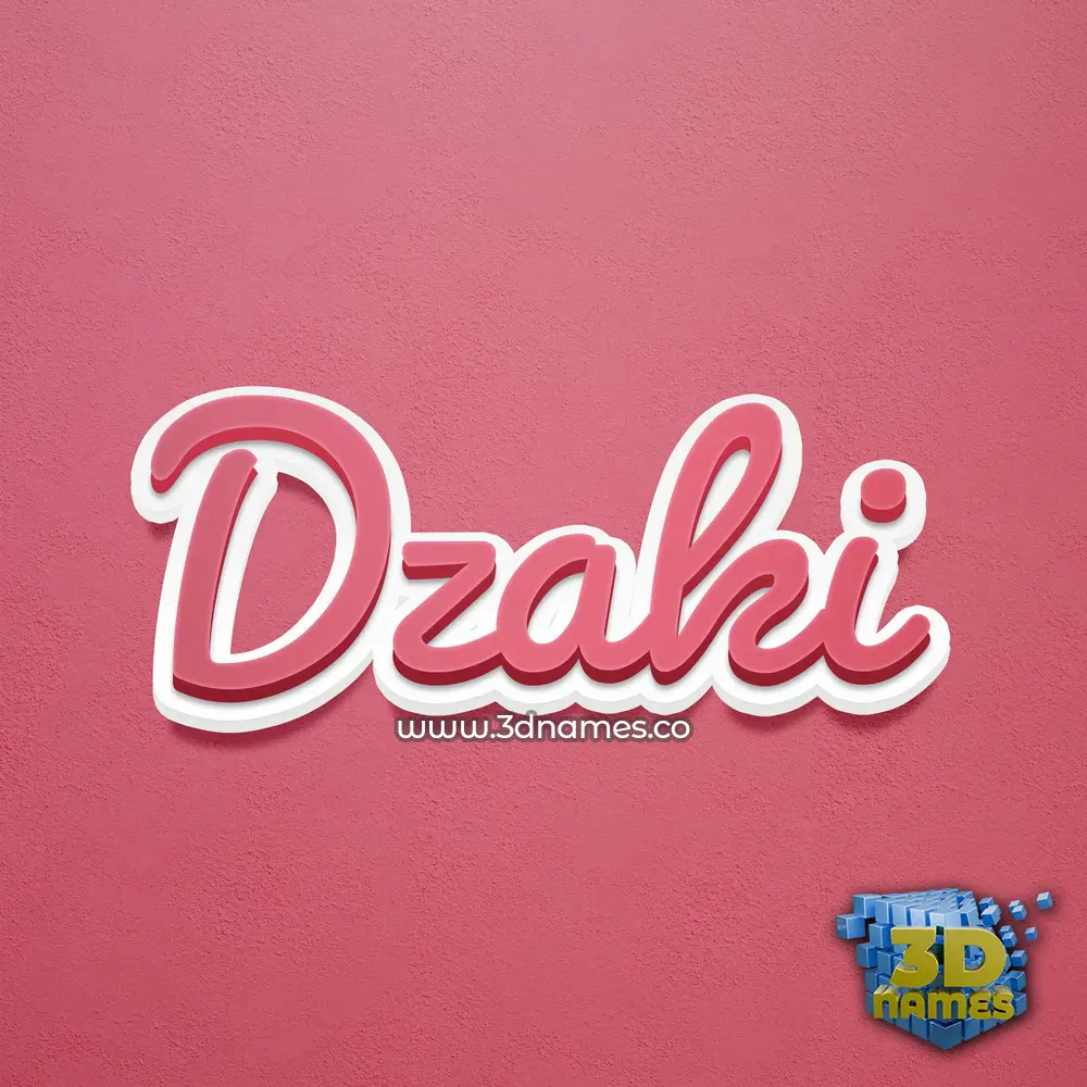 dzaki in Red Scribble style - 3D name wallpaper