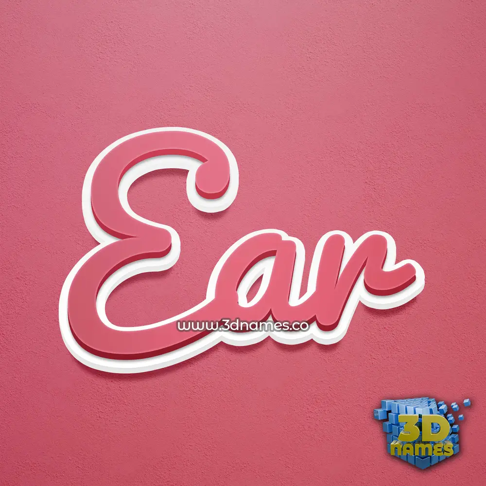 ear in Red Scribble style - 3D name wallpaper