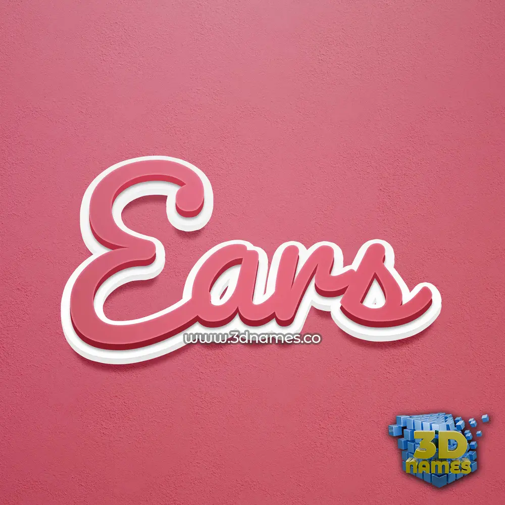 ears in Red Scribble style - 3D name wallpaper