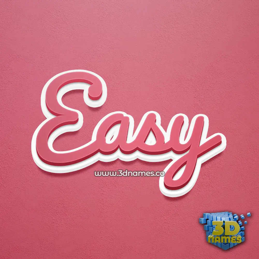easy in Red Scribble style - 3D name wallpaper