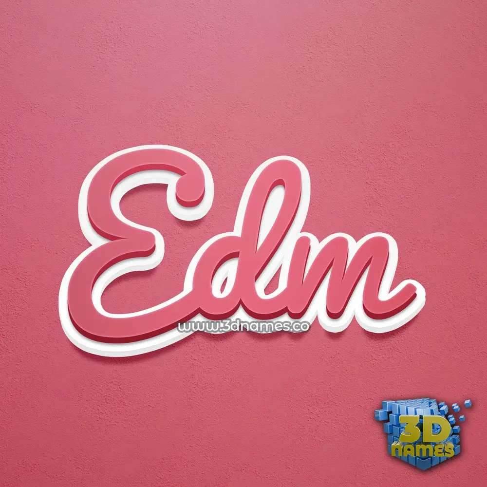 edm in Red Scribble style - 3D name wallpaper