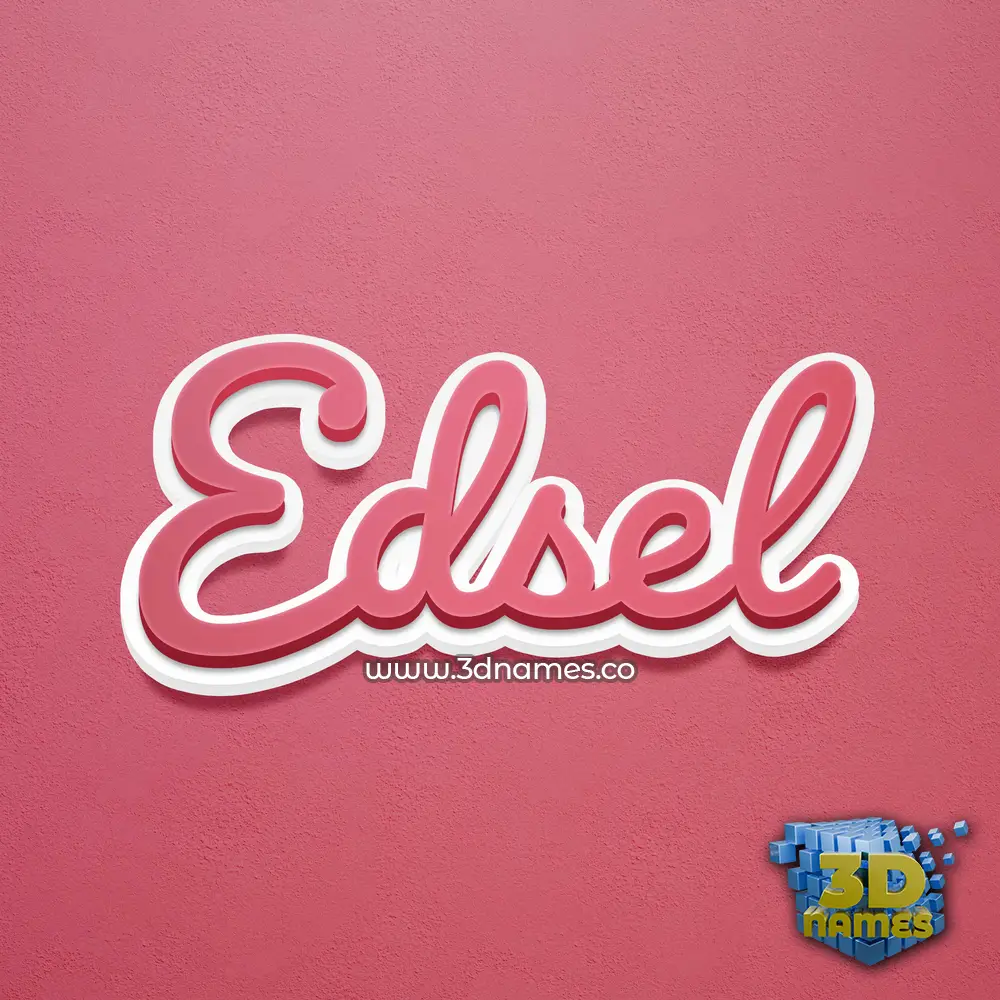 edsel in Red Scribble style - 3D name wallpaper