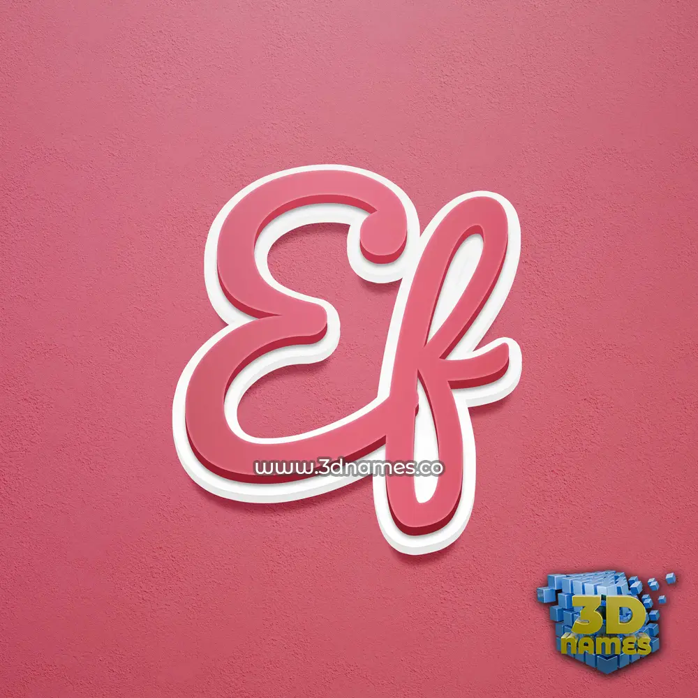 ef in Red Scribble style - 3D name wallpaper