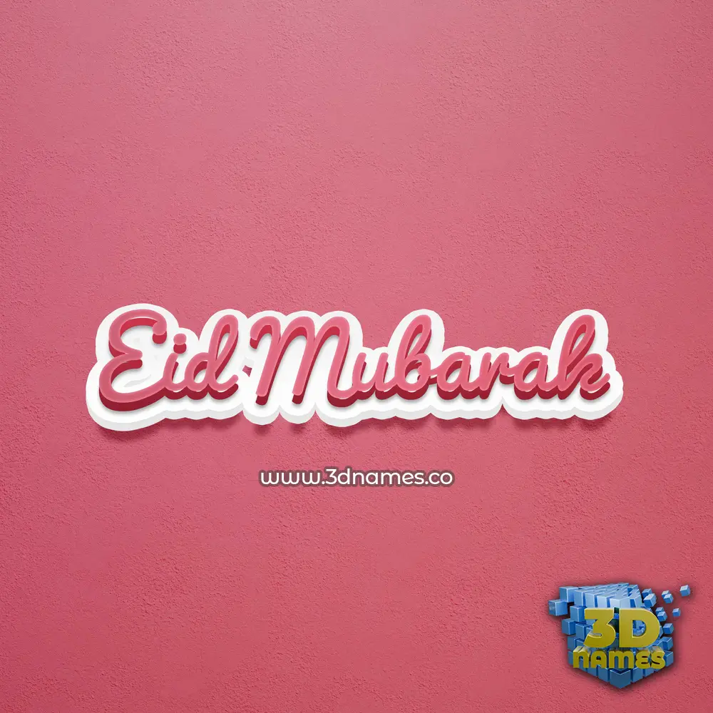 eid mubarak in Red Scribble style - 3D name wallpaper