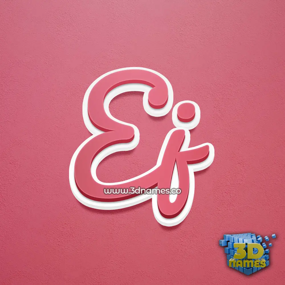 ej in Red Scribble style - 3D name wallpaper