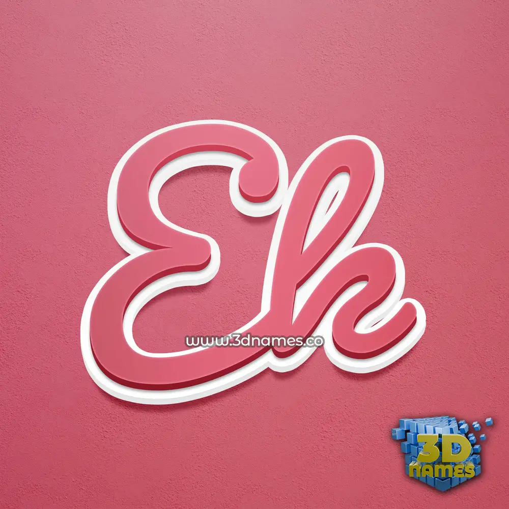 ek in Red Scribble style - 3D name wallpaper