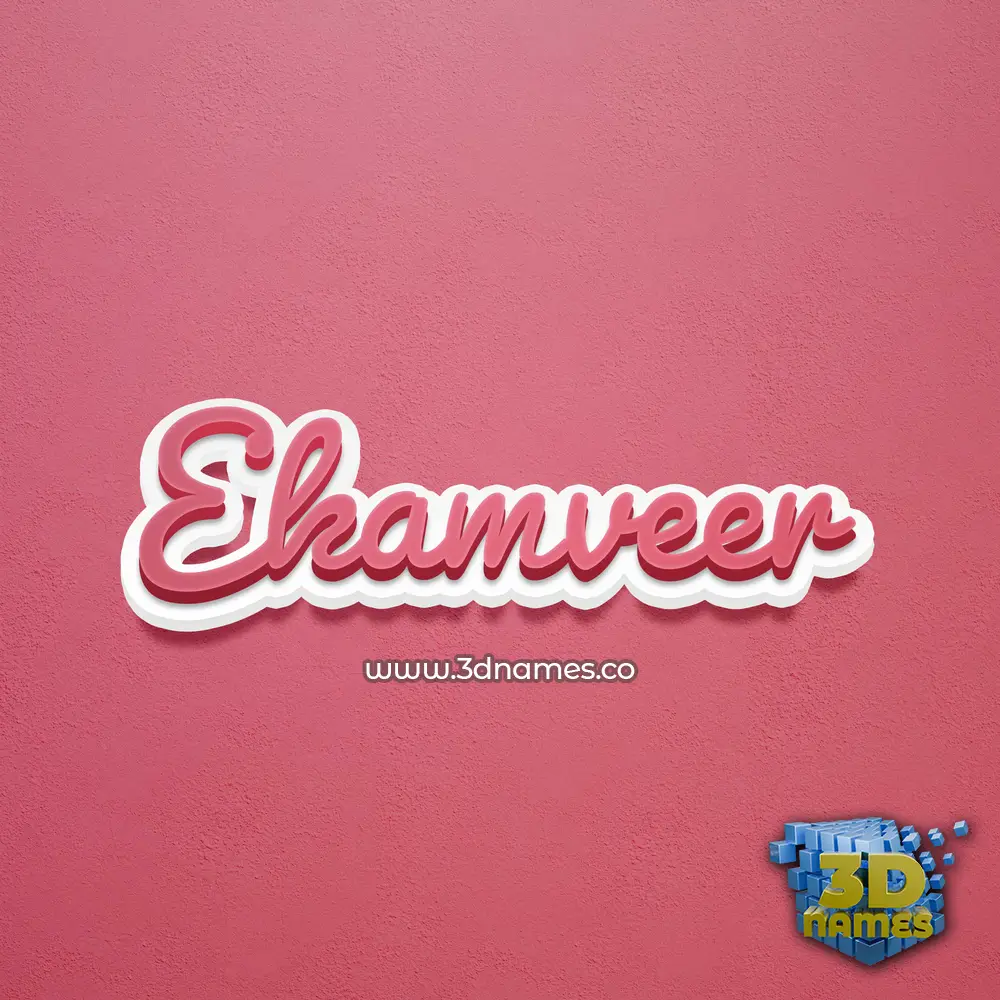 ekamveer in Red Scribble style - 3D name wallpaper