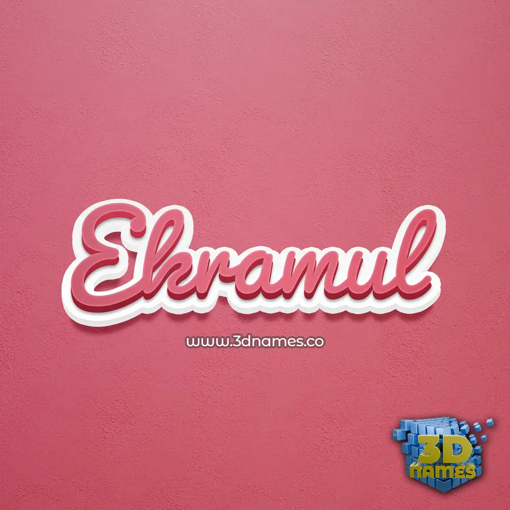 ekramul in Red Scribble style - 3D name wallpaper