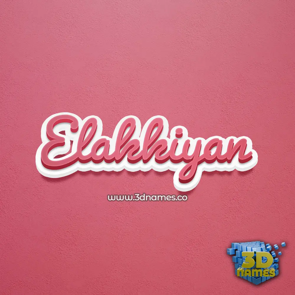 elakkiyan in Red Scribble style - 3D name wallpaper