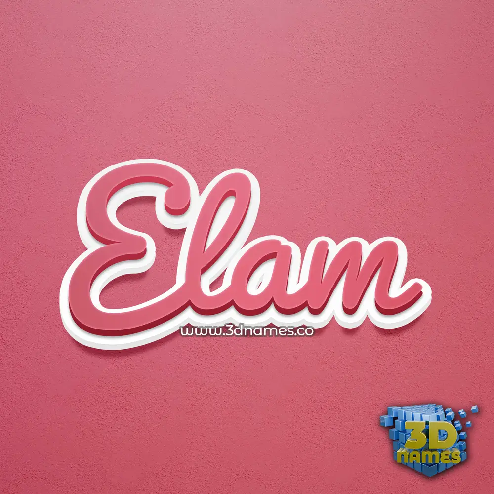 elam in Red Scribble style - 3D name wallpaper