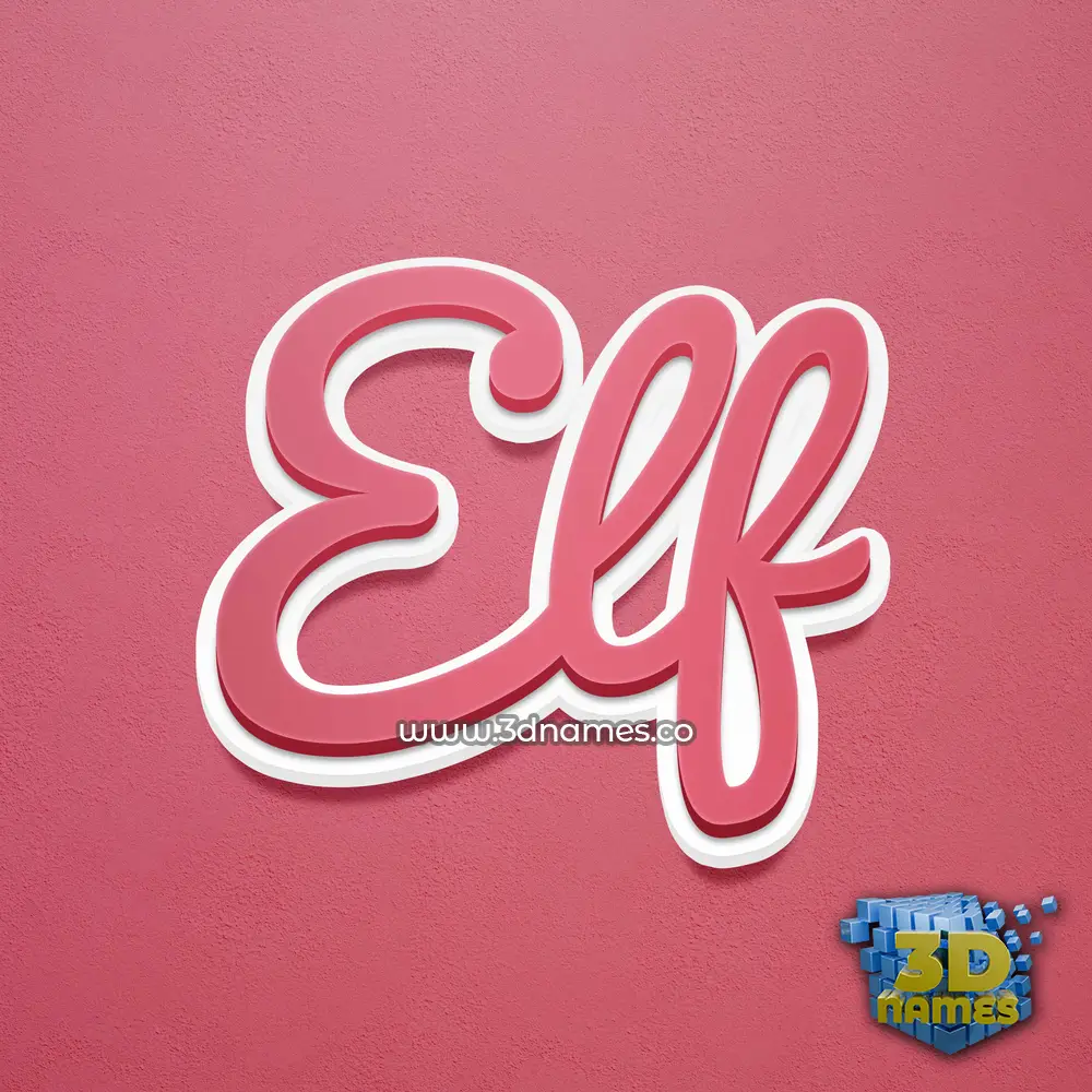 elf in Red Scribble style - 3D name wallpaper