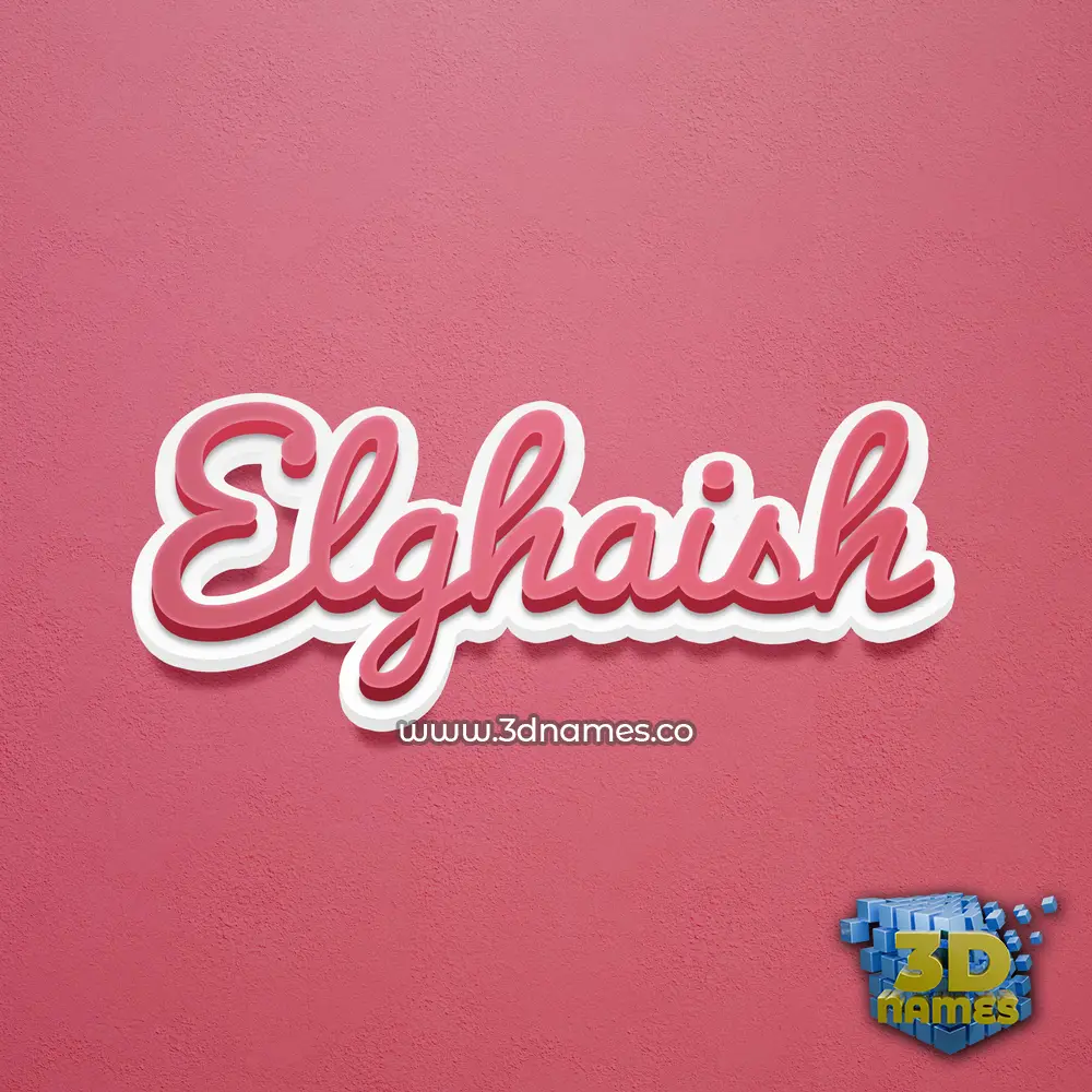 elghaish in Red Scribble style - 3D name wallpaper