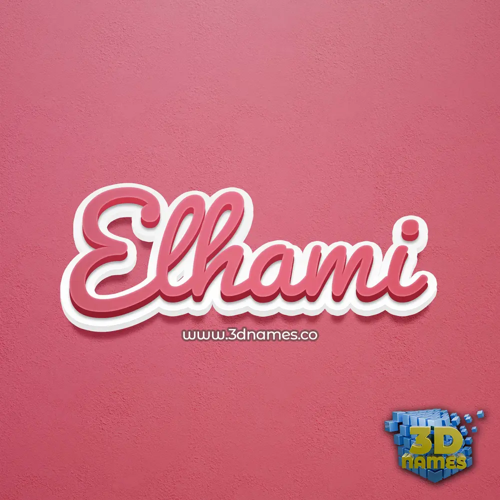 elhami in Red Scribble style - 3D name wallpaper