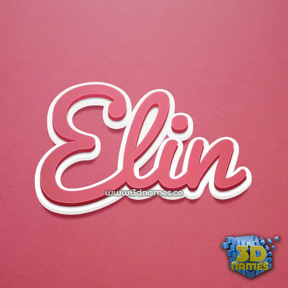 elin in Red Scribble style - 3D name wallpaper
