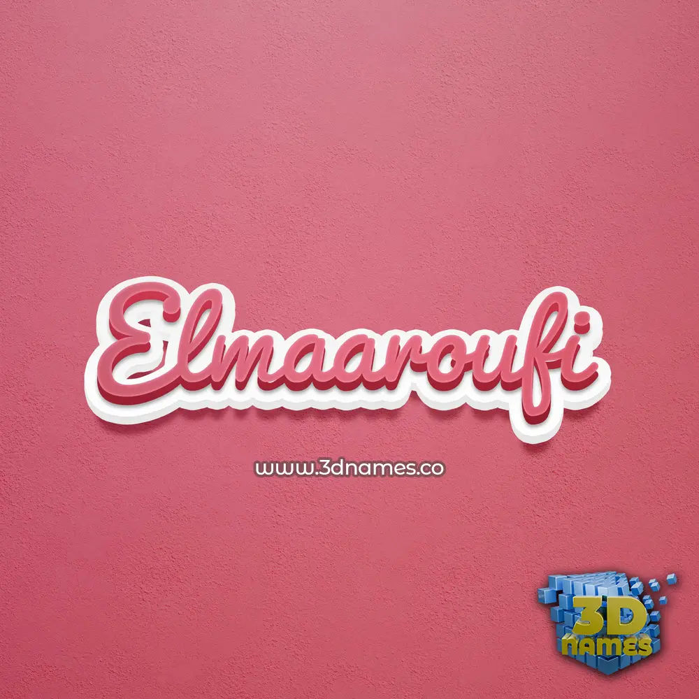 elmaaroufi in Red Scribble style - 3D name wallpaper
