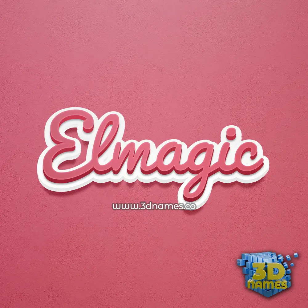 elmagic in Red Scribble style - 3D name wallpaper