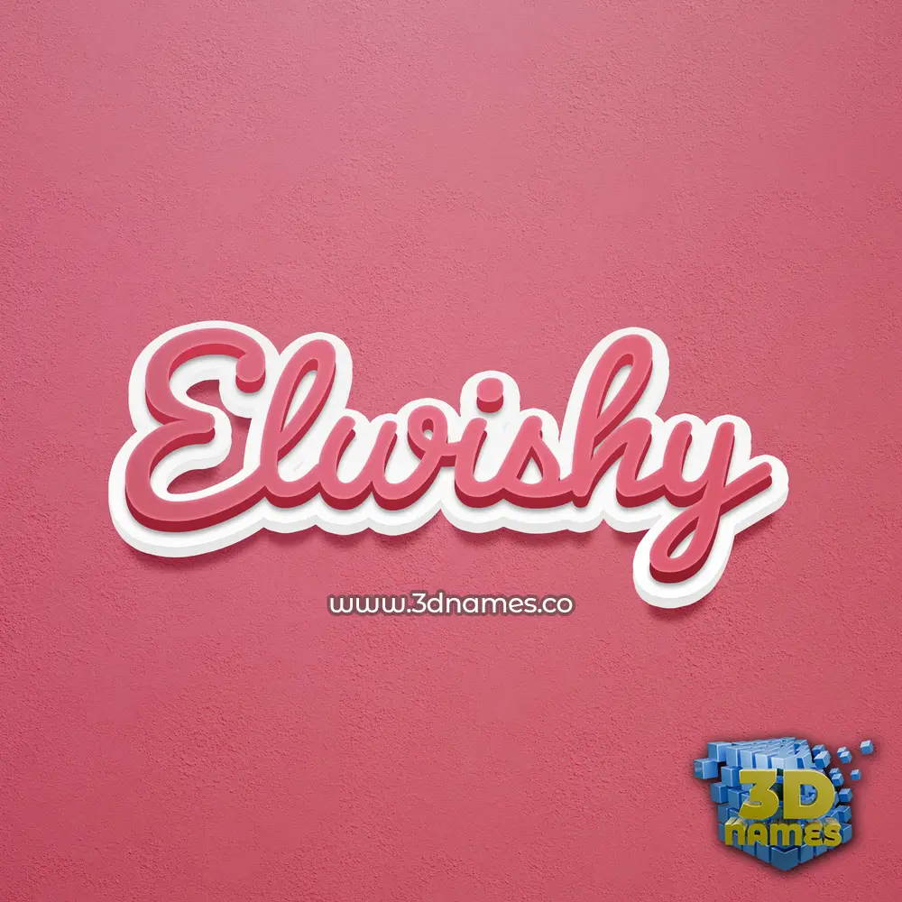 elwishy in Red Scribble style - 3D name wallpaper