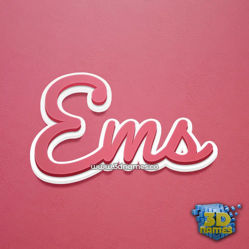 ems in Red Scribble style - 3D name wallpaper