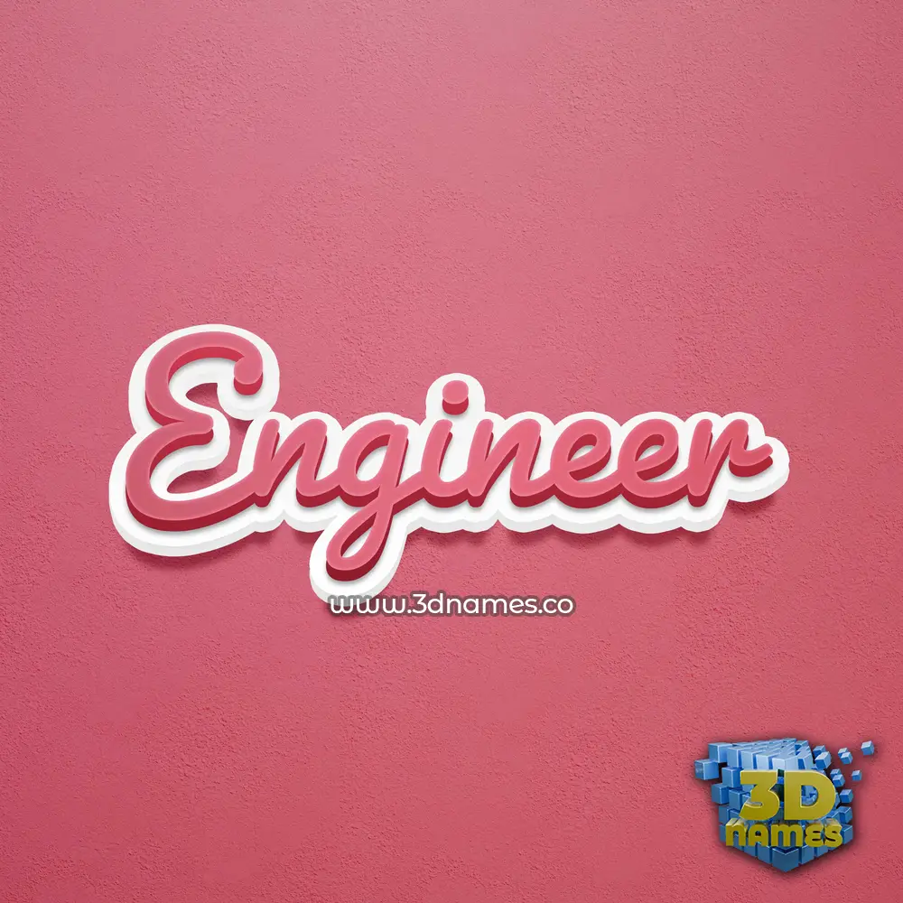 engineer in Red Scribble style - 3D name wallpaper
