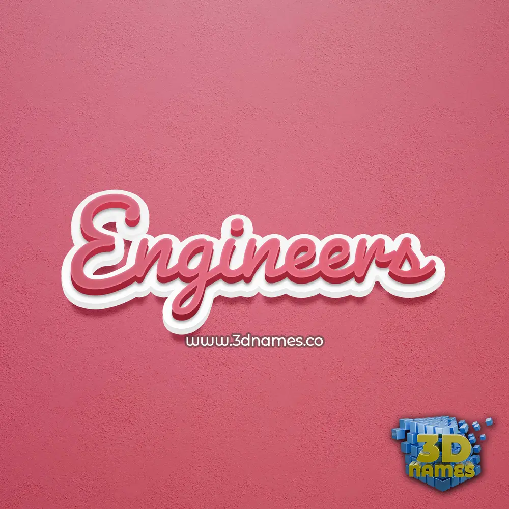engineers in Red Scribble style - 3D name wallpaper