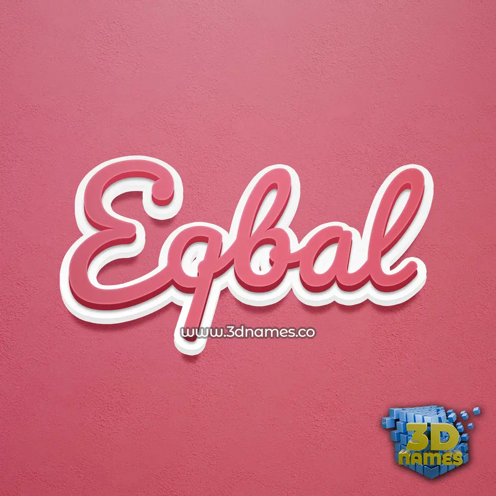 eqbal in Red Scribble style - 3D name wallpaper