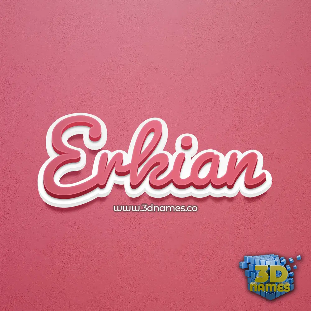 erkian in Red Scribble style - 3D name wallpaper