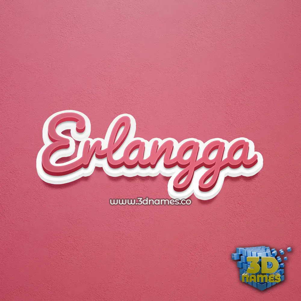 erlangga in Red Scribble style - 3D name wallpaper