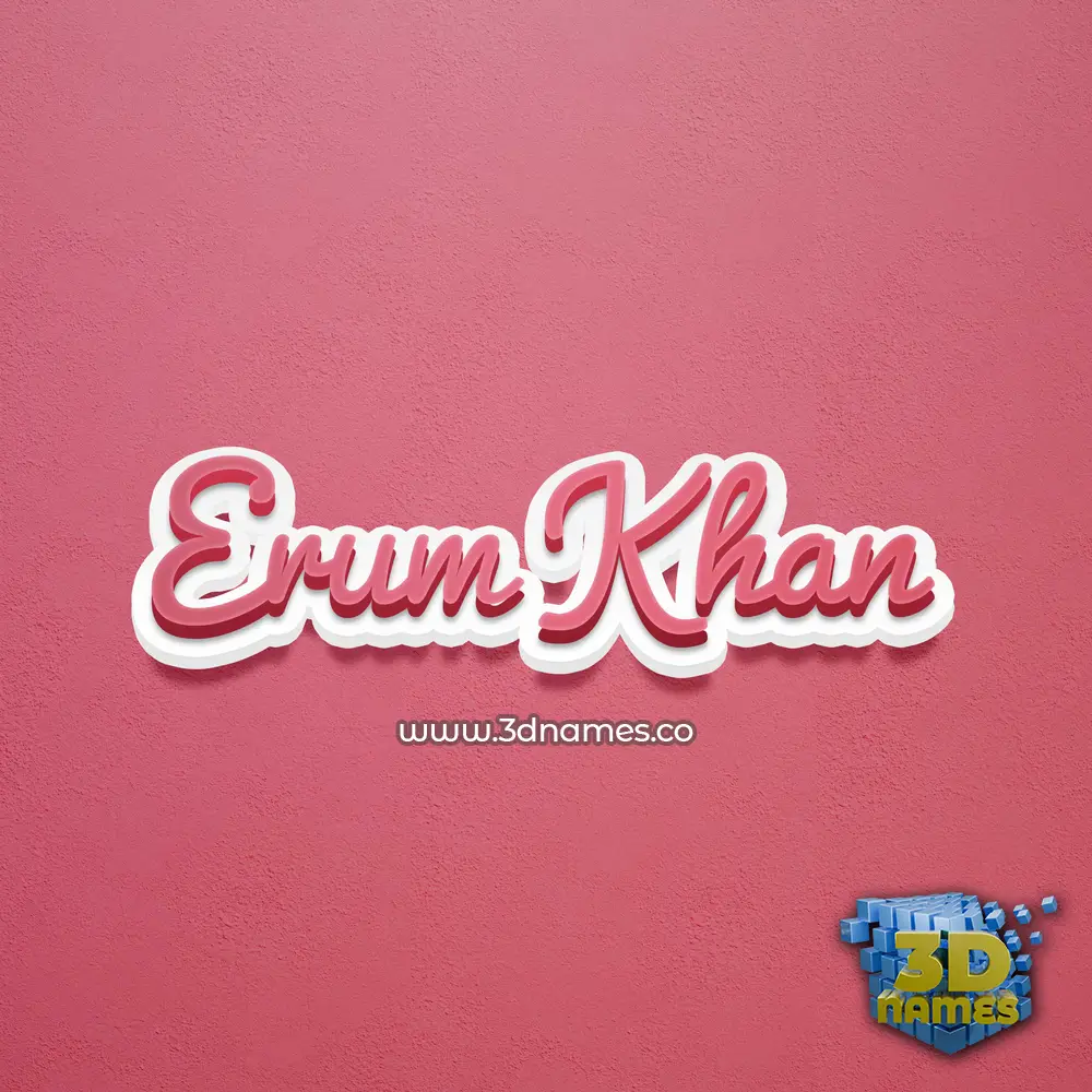 erum khan in Red Scribble style - 3D name wallpaper