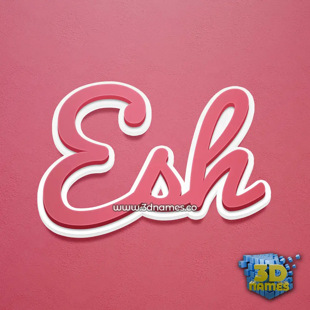 esh in Red Scribble style - 3D name wallpaper