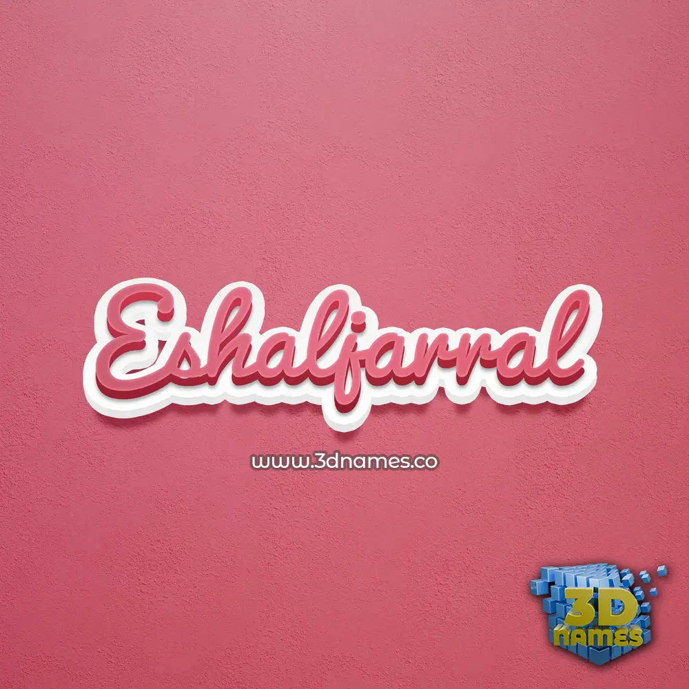 eshaljarral in Red Scribble style - 3D name wallpaper