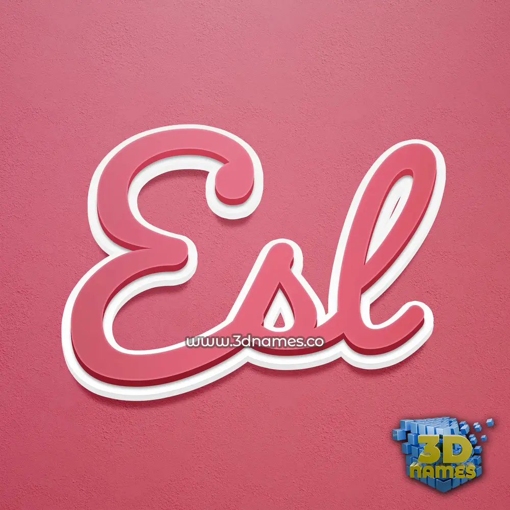 esl in Red Scribble style - 3D name wallpaper