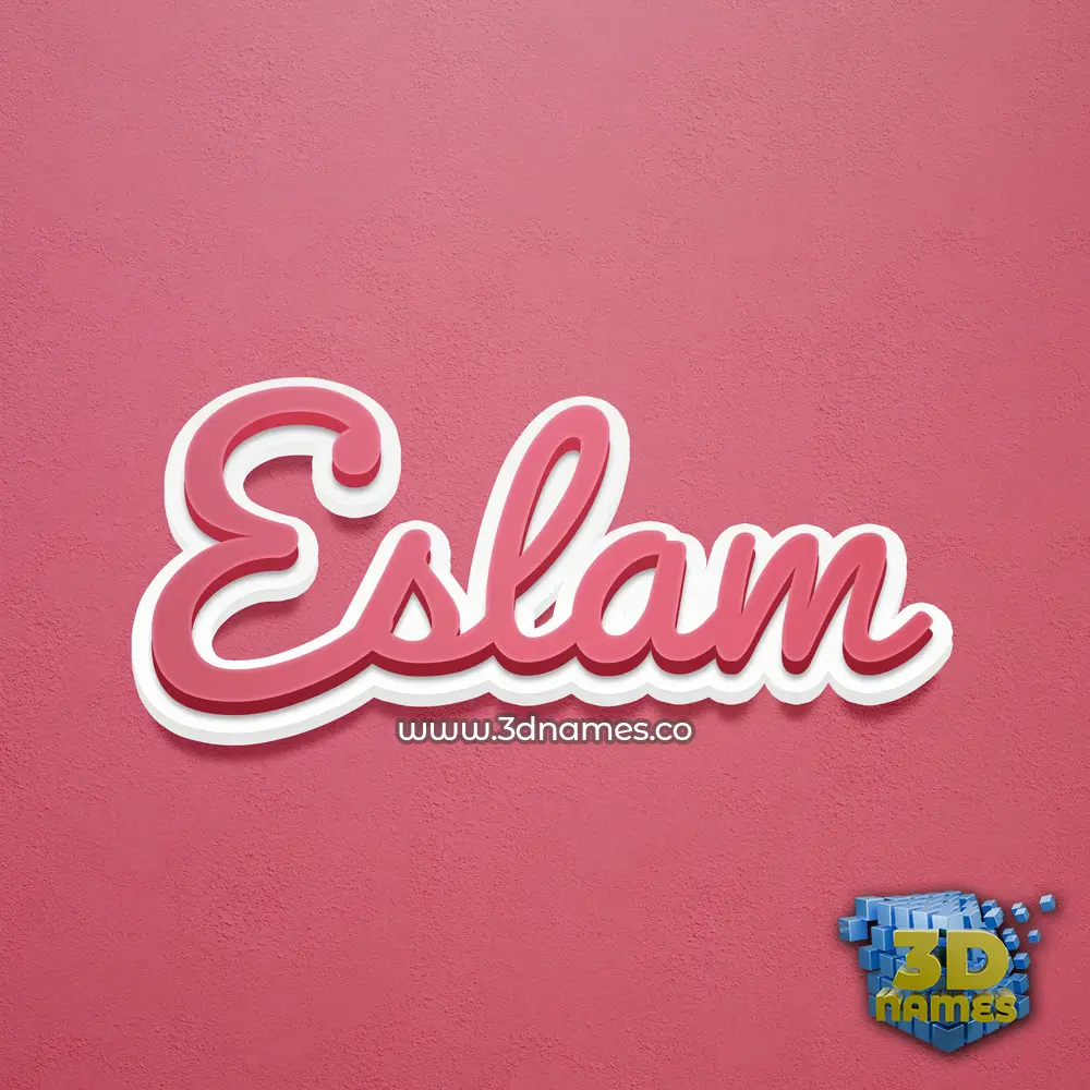 eslam in Red Scribble style - 3D name wallpaper