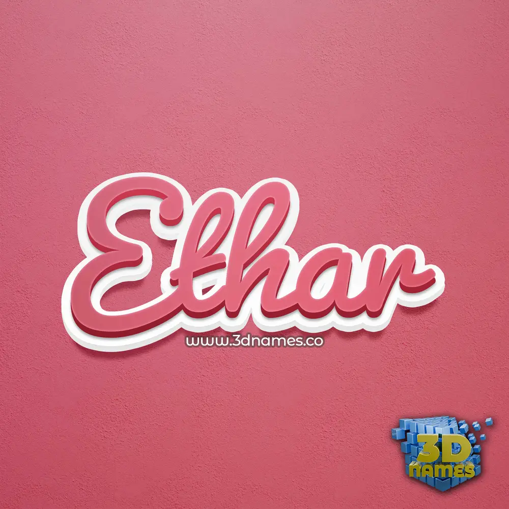 ethar in Red Scribble style - 3D name wallpaper