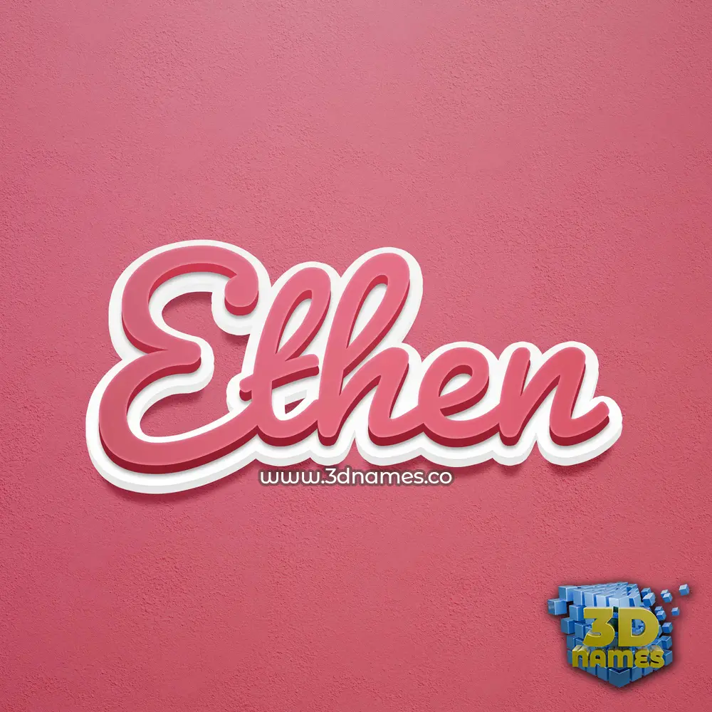 ethen in Red Scribble style - 3D name wallpaper