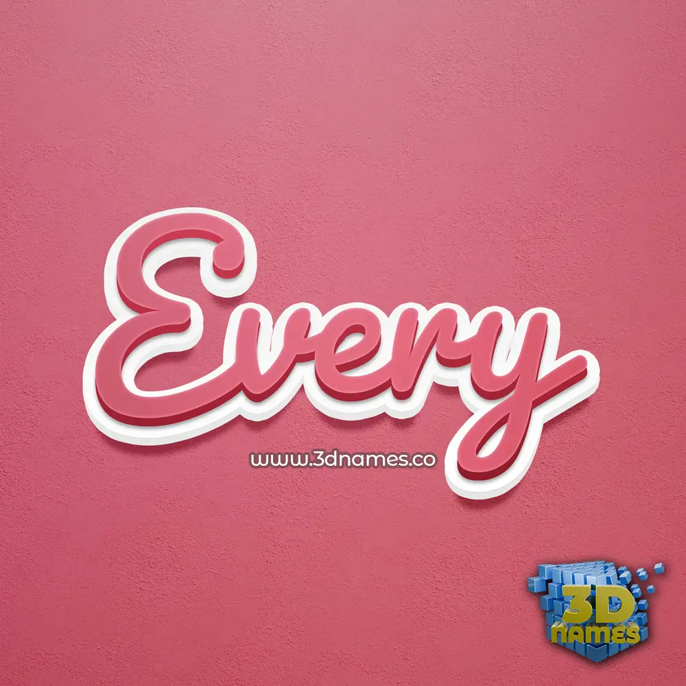 every in Red Scribble style - 3D name wallpaper