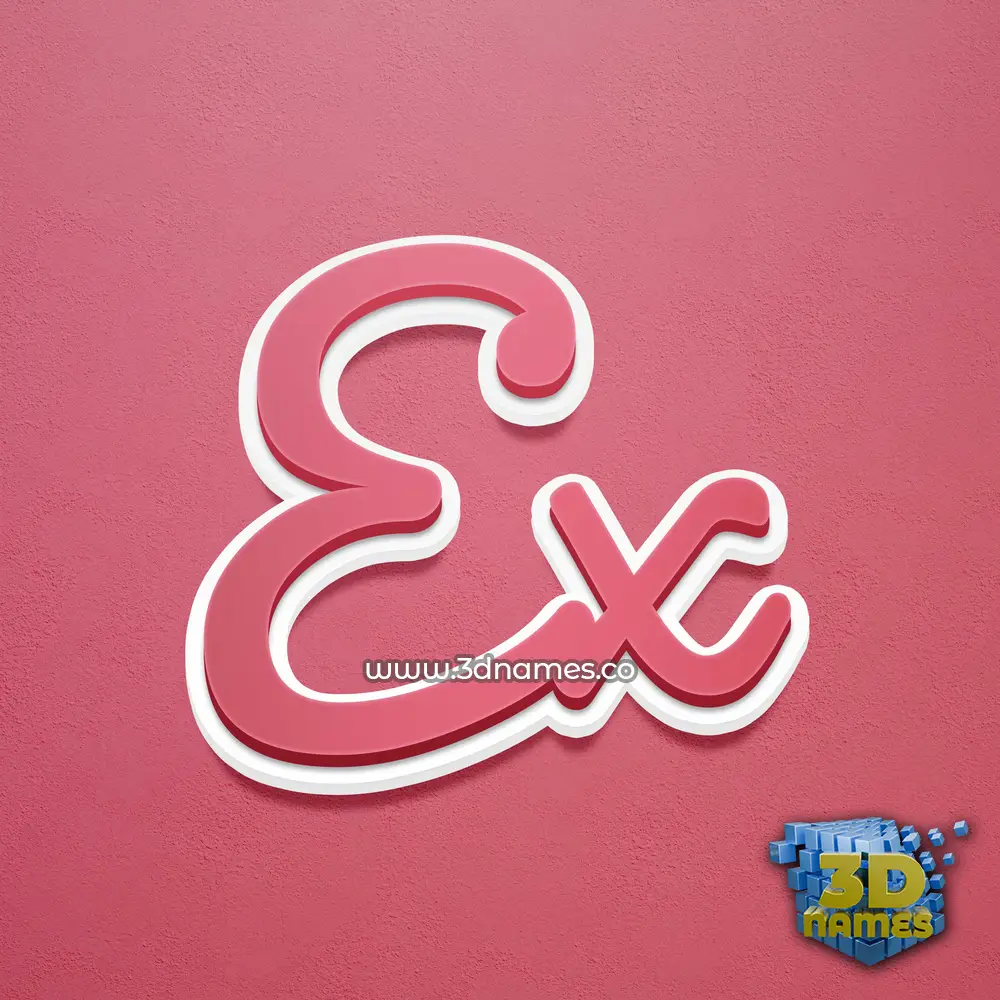 ex in Red Scribble style - 3D name wallpaper