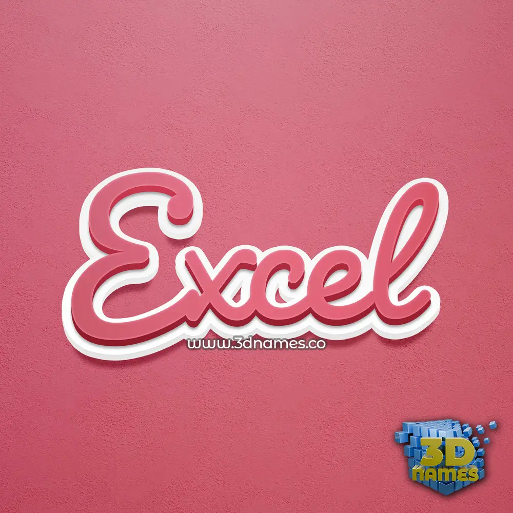 excel in Red Scribble style - 3D name wallpaper